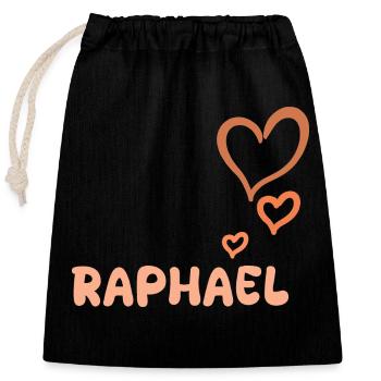 Geschenk für Raphael - Verschließbarer Geschenkbeutel aus Baumwolle (25x30cm) - Schwarz - Vorne