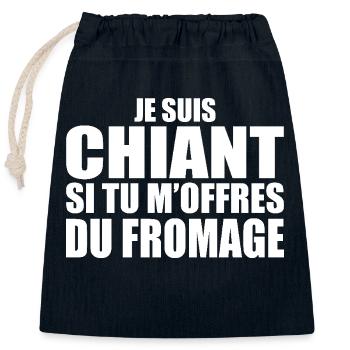 Homme qui adore : Fromage. Design Drôle Humour - Sac cadeau en coton avec cordon (25 x 30 cm) - bleu marine - Devant