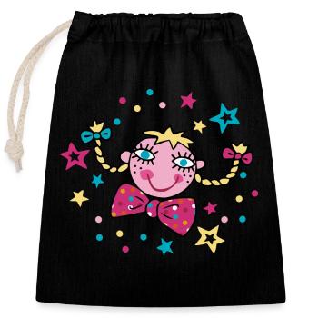 Fasching Konfetti Girl - Verschließbarer Geschenkbeutel aus Baumwolle (25x30cm) - Schwarz - Vorne