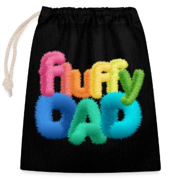 Fluffy Dad – Farbenfrohe, flauschige Typografie - Verschließbarer Geschenkbeutel aus Baumwolle (25x30cm) - Schwarz - Vorne
