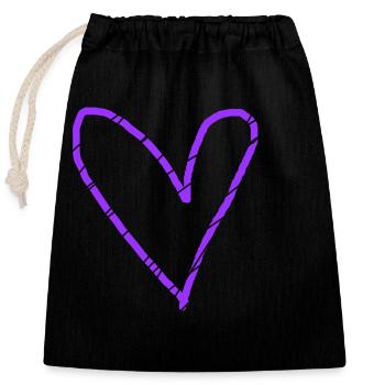 Coeur Violet Idée Cadeau Violet Amour En Amour - Sac cadeau en coton avec cordon (25 x 30 cm) - noir - Devant