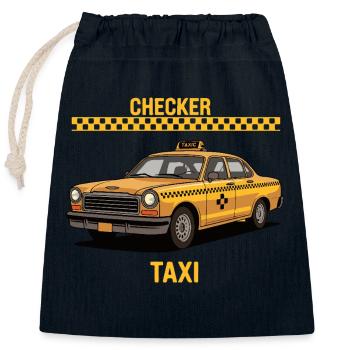 Checker Taxi in Yellow Cab - Closable cotton gift bag (25x30cm) - navy - Front