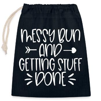 Messy Run and Getting Stuff Done Quote - Closable cotton gift bag (25x30cm) - navy - Front