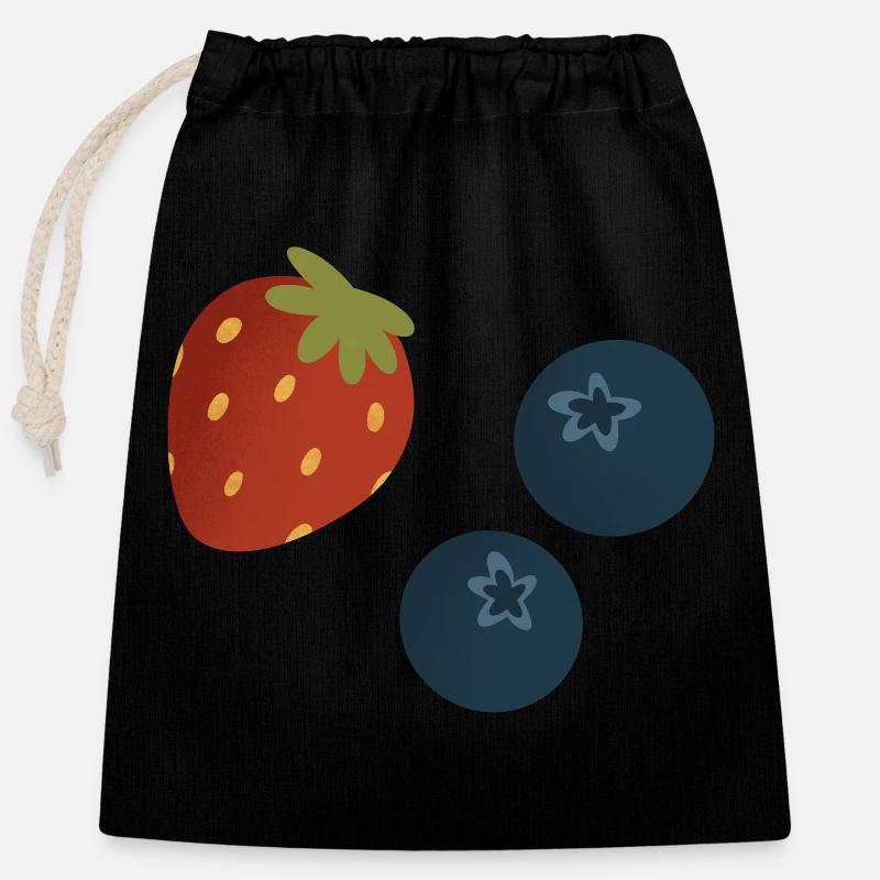 berries - Closable cotton gift bag (25x30cm) - black