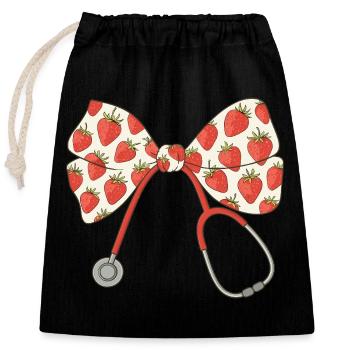 Nurse, Stethoscope, Loop - Closable cotton gift bag (25x30cm) - black - Front