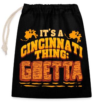 Goetta Wurst Cincinnati Thing - Verschließbarer Geschenkbeutel aus Baumwolle (25x30cm) - Schwarz - Vorne