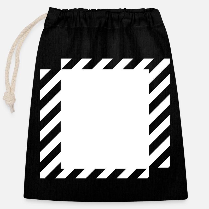 conception de lignes et de carrés - Sac cadeau en coton avec cordon (25 x 30 cm) - noir