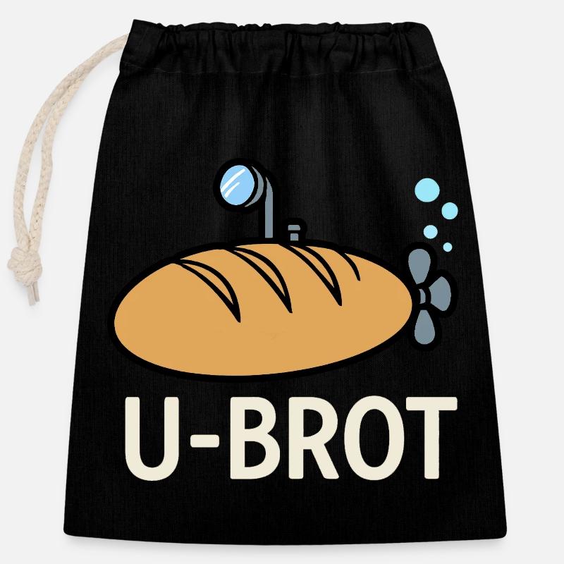 U-Brot Retro Logo - Verschließbarer Geschenkbeutel aus Baumwolle (25x30cm) - Schwarz