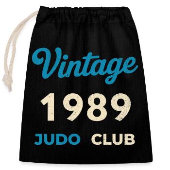 Vintage 1989 Judo Club Retro Birth Year Gift - Closable cotton gift bag (25x30cm) - black - Front