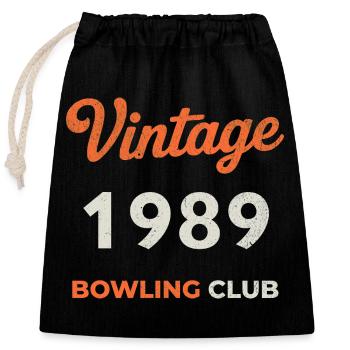 Millésime 1989 – Année de naissance rétro du Bowling Club - Sac cadeau en coton avec cordon (25 x 30 cm) - noir - Devant