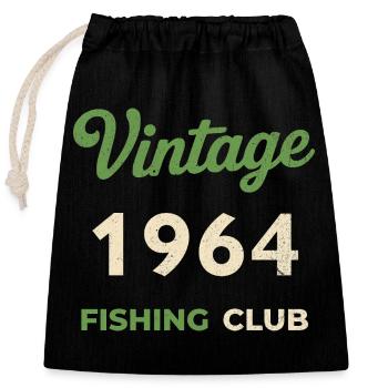 Millésime 1964 – Année de naissance rétro du club de pêche - Sac cadeau en coton avec cordon (25 x 30 cm) - noir - Devant