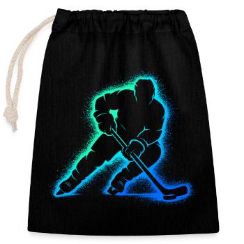Eishockey Spieler Geschenk Junge Hockey - Verschließbarer Geschenkbeutel aus Baumwolle (25x30cm) - Schwarz - Vorne