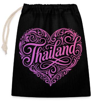 Vacances du cœur en Thaïlande - Sac cadeau en coton avec cordon (25 x 30 cm) - noir - Devant