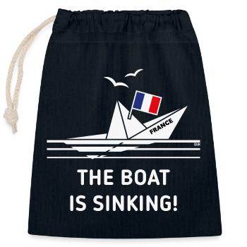 The Boat Is Sinking! (France / NEG) - Closable cotton gift bag (25x30cm) - navy - Front