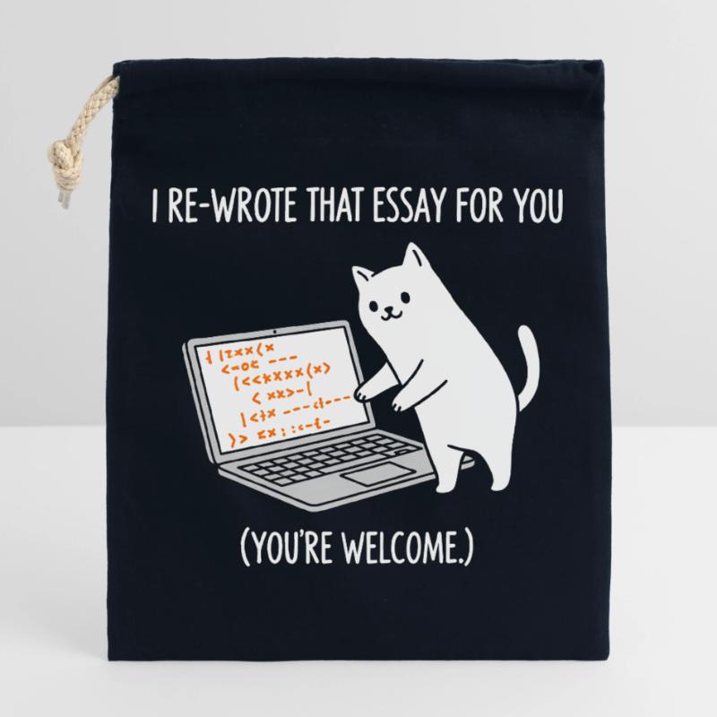 Code cat explains tasks Closable cotton gift bag (25x30cm)