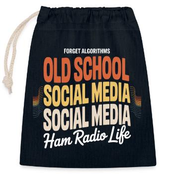 Old School Amateurfunk-Sozialmedien - Verschließbarer Geschenkbeutel aus Baumwolle (25x30cm) - Navy - Vorne