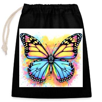 butterfly - Closable cotton gift bag (25x30cm) - black - Front