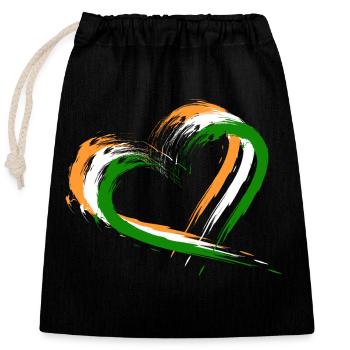 Heart Brush Flag India Design New Vector Flag - Closable cotton gift bag (25x30cm) - black - Front