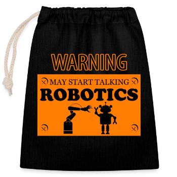 Roboter - Verschließbarer Geschenkbeutel aus Baumwolle (25x30cm) - Schwarz - Vorne