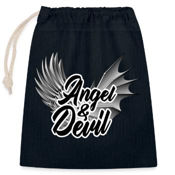 Engel und Teufel Engelsflügel Spruch - Verschließbarer Geschenkbeutel aus Baumwolle (25x30cm) - Navy - Vorne