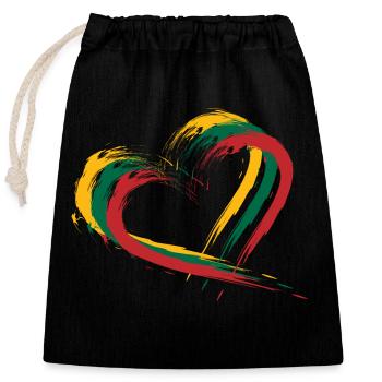 Herz Bürste Flagge Litauens - Verschließbarer Geschenkbeutel aus Baumwolle (25x30cm) - Schwarz - Vorne