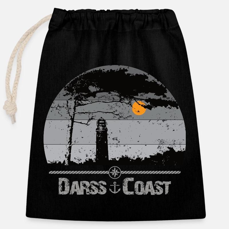 Darss Coast - Halbinsel Darss - Closable cotton gift bag (25x30cm) - black