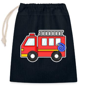 Camion de pompiers - Sac cadeau en coton avec cordon (25 x 30 cm) - bleu marine - Devant