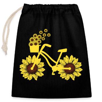 Fahrrad Sonnenblume Radfahren Hippie Sommer Urlaub - Verschließbarer Geschenkbeutel aus Baumwolle (25x30cm) - Schwarz - Vorne