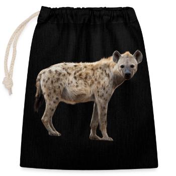 Hyène Afrique Amour des animaux Safari - Sac cadeau en coton avec cordon (25 x 30 cm) - noir - Devant