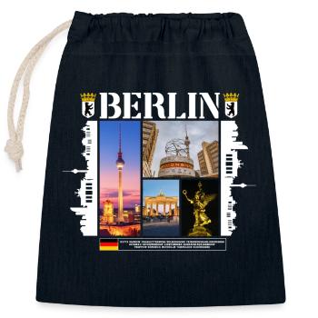 Berlin Deutschland Stadt Skyline Heimat Liebe - Verschließbarer Geschenkbeutel aus Baumwolle (25x30cm) - Navy - Vorne
