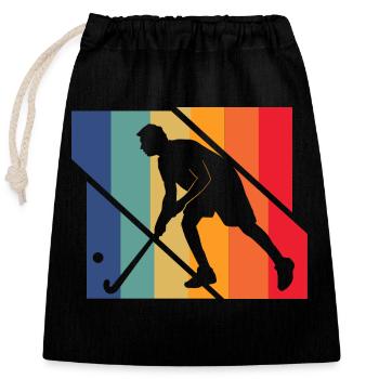 Field hockey - Closable cotton gift bag (25x30cm) - black - Front