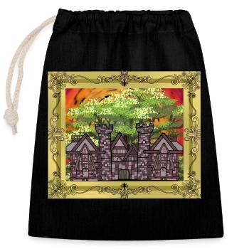 Moyen Âge, Château, Château, Forteresse, Chevalier, Roi, Roi - Sac cadeau en coton avec cordon (25 x 30 cm) - noir - Devant