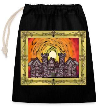 Middle Ages Castle Castle Fortress Knight Warrior - Closable cotton gift bag (25x30cm) - black - Front