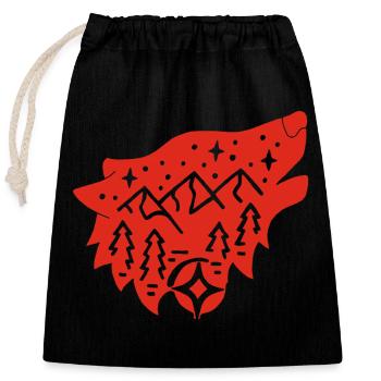 Roter Wolf Totem der Natur - Verschließbarer Geschenkbeutel aus Baumwolle (25x30cm) - Schwarz - Vorne