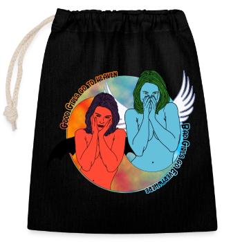 Good girls go to heaven, bad girls go everywhere - Closable cotton gift bag (25x30cm) - black - Front