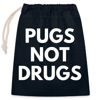 Carlins Not Drugs - Cute Kawaii Chubby Funny Dog - Sac cadeau en coton avec cordon (25 x 30 cm) - bleu marine - Devant