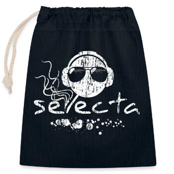 Selecta - DJ Musique Reggae Vintage de Jamaïque - Sac cadeau en coton avec cordon (25 x 30 cm) - bleu marine - Devant