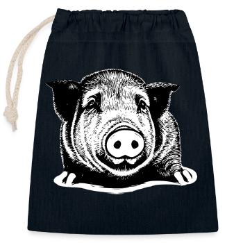porc doux porcs porcs animaux animaux 6 - Sac cadeau en coton avec cordon (25 x 30 cm) - bleu marine - Devant