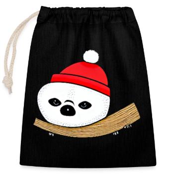 Paresseux Noël doux drôle paresseux animal 09 - Sac cadeau en coton avec cordon (25 x 30 cm) - noir - Devant