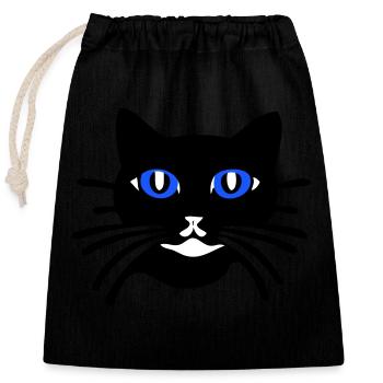 Cat cartoon (Colors customizable) - Closable cotton gift bag (25x30cm) - black - Front