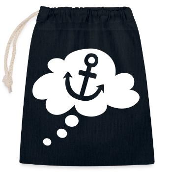 Anker Wolke Vektor Hamburg urlaubsreif Meer Hafen - Verschließbarer Geschenkbeutel aus Baumwolle (25x30cm) - Navy - Vorne