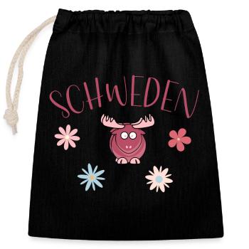 Schweden Elch Blumen - Verschließbarer Geschenkbeutel aus Baumwolle (25x30cm) - Schwarz - Vorne