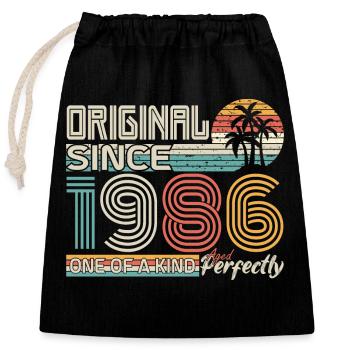 1986 anniversaire 1986 né en 1986 anniversaire - Sac cadeau en coton avec cordon (25 x 30 cm) - noir - Devant