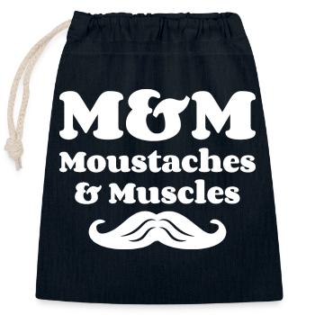 M&M (Moustaches & Muscles) - Sac cadeau en coton avec cordon (25 x 30 cm) - bleu marine - Devant
