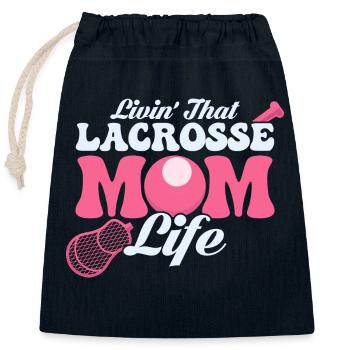 Livin' That Lacrosse Mom Life Goalie Player Team F - Verschließbarer Geschenkbeutel aus Baumwolle (25x30cm) - Navy - Vorne