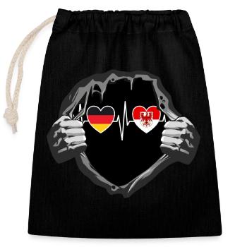 Deutschland und Brandenburg Fahne Flaggen - Verschließbarer Geschenkbeutel aus Baumwolle (25x30cm) - Schwarz - Vorne