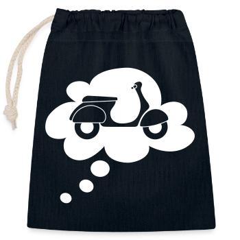 Scooter Holiday Ready Thought Bubble Italy Speech Bubble - Closable cotton gift bag (25x30cm) - navy - Front