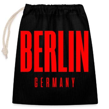 Berlin, Germany, English - Closable cotton gift bag (25x30cm) - black - Front
