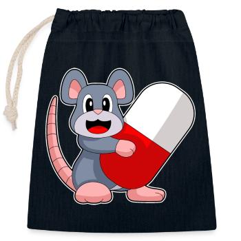 Mouse Doctor Medicine - Closable cotton gift bag (25x30cm) - navy - Front