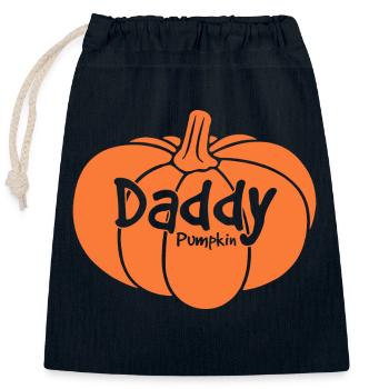Papa citrouille assortie famille Halloween - Sac cadeau en coton avec cordon (25 x 30 cm) - bleu marine - Devant